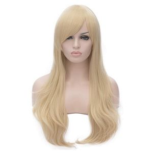 New Long Light Platinum Blonde Wavy Wig 28"